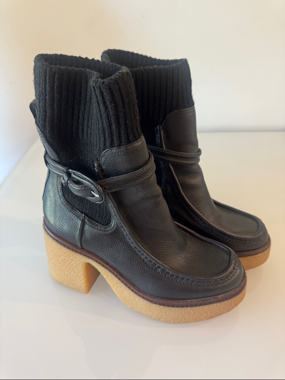 Sam Edelman Sidney Crepe Platform Sock Booties Size 8.5 - Picture 9 of 15